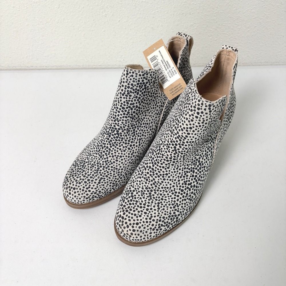 TOMS Gwen Booties Womens 6 Macadamia Mini Cheetah Suede Wedge Ankle Boots NWT